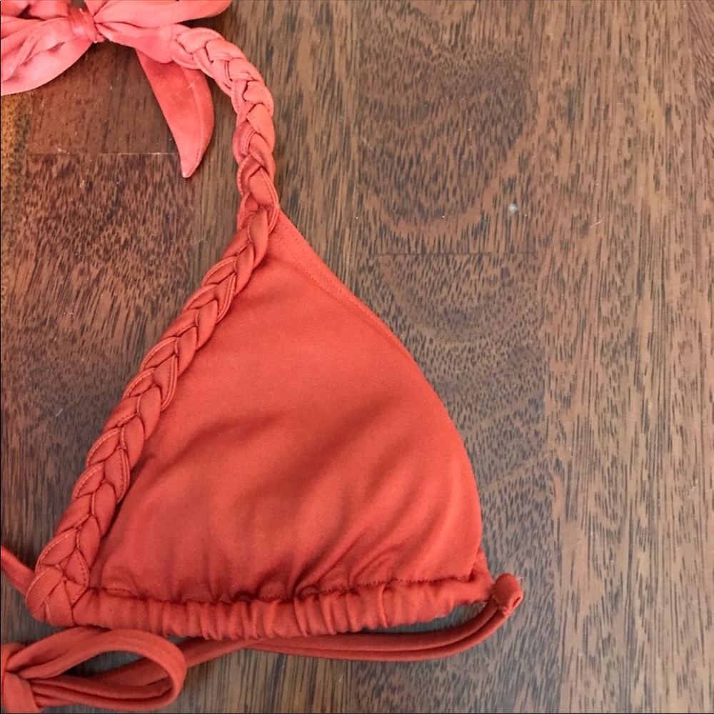 Topshop Halter bikini top in coral - Picture 3 of 4